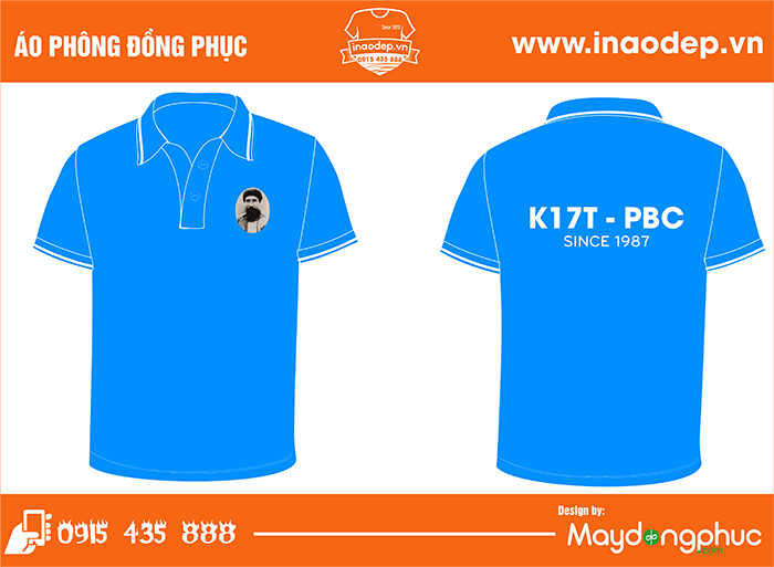 In áo polo màu xanh YA K17T-PCB Since 1987 | In ao phong dong phuc