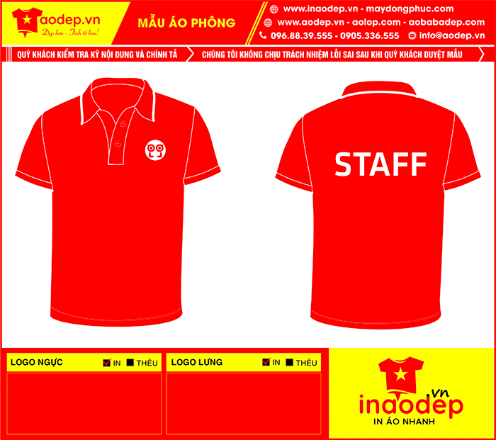In áo phông màu đỏ Staff | In ao phong dong phuc