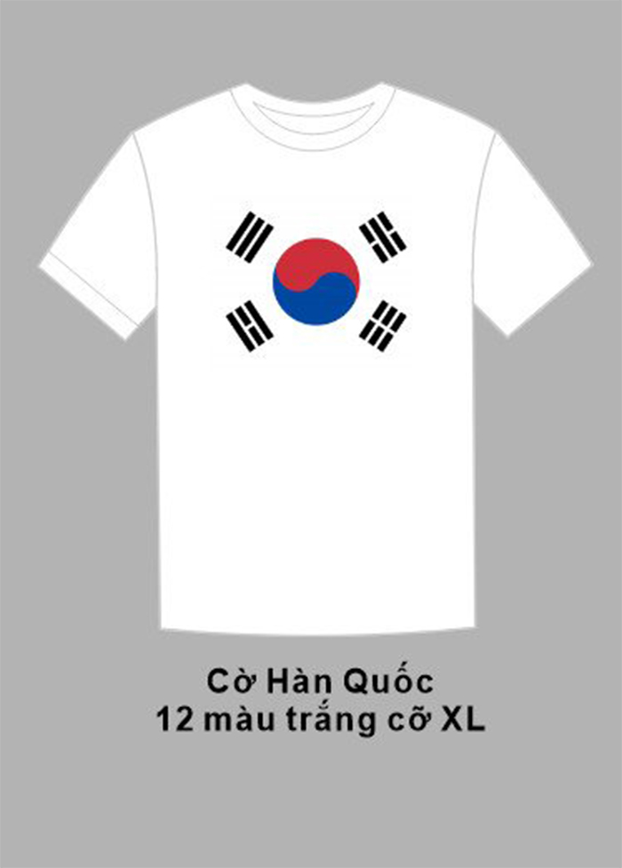 In áo phông màu trắng Cờ Hàn Quốc | In ao phong dong phuc