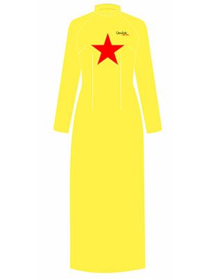 Áo dài đồng phục màu vàng - Quần đỏ