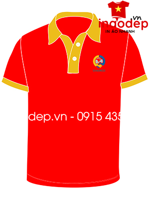In áo phông màu đỏ Công ty cổ phần hợp tác quốc tế Châu Anh
