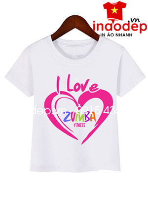 In áo phông cổ tròn I love Zumba Fitness