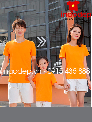 In áo phông gia đình màu cam