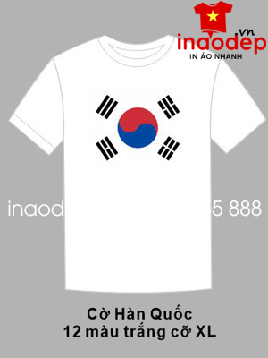 In áo phông màu trắng Cờ Hàn Quốc