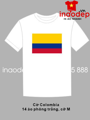 In áo phông màu trắng Cờ Colombia