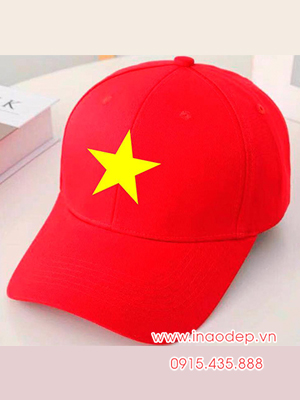 In mũ lưỡi trai In hình cờ đỏ sao vàng