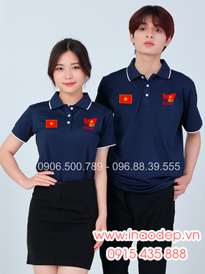 In áo màu xanh than In lá cờ đỏ sao vàng kỉ niệm 80 năm Cách mạng tháng 8 - Quốc Khánh 2-9