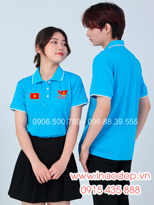 In áo màu xanh YA In lá cờ đỏ sao vàng kỉ niệm 80 năm Cách mạng tháng 8 - Quốc Khánh 2-9 