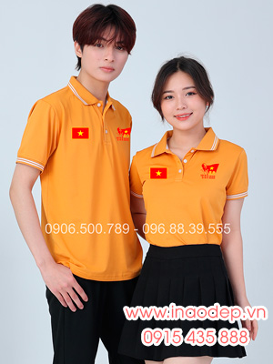 In áo màu cam đất In lá cờ đỏ sao vàng kỉ niệm 80 năm Cách mạng tháng 8 - Quốc Khánh 2-9