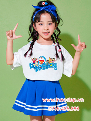In áo phông trẻ em in hình Doraemon