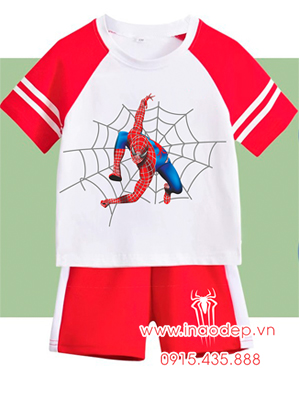 In áo thun trẻ em in chữ hình Spiderman