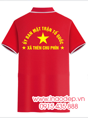 In áo phông Ủy Ban mặt trận Tổ quốc Xã Thèn Chu Phìn