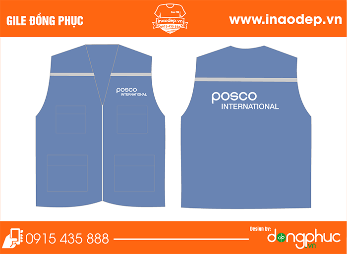 In áo gile Công ty Posco International | In ao gile dong phuc