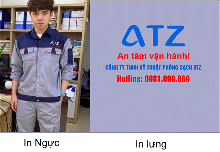 In đồng phục bảo hộ Công ty TNHH kỹ thuật phòng sạch ATZ | In dong phuc bao ho
