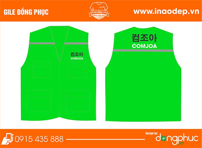 In áo gile đồng phục công ty Comjoa | In dong phuc bao ho