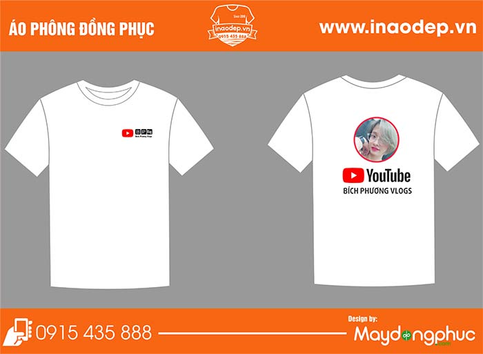 In áo phông Youtube Bích Phương Vlogs | In ao phong dong phuc