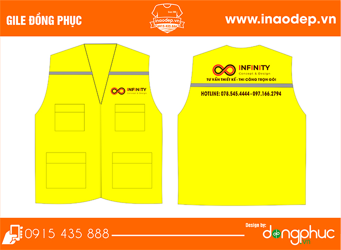 In áo gile màu vàng Công ty Infinity Concept & Design | In ao gile dong phuc