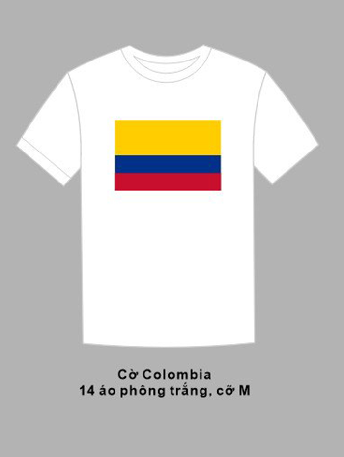 In áo phông màu trắng Cờ Colombia | In ao phong dong phuc