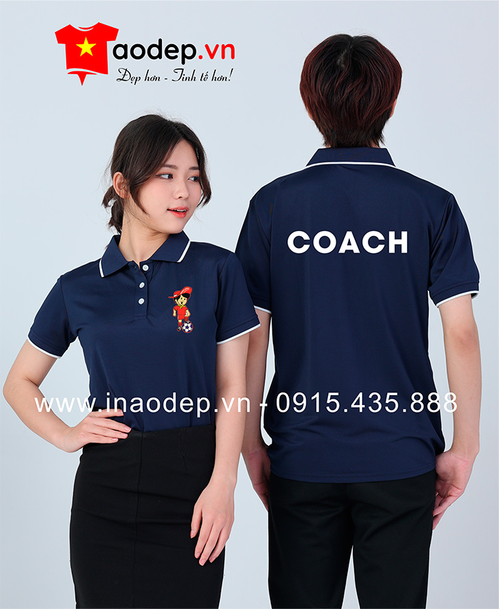 In áo phông màu xanh đen cho Huấn luyện viên | In ao phong dong phuc