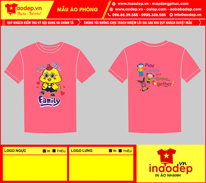 In áo Lớp We are family - Play Learn and Grow Together | In ao phong dong phuc