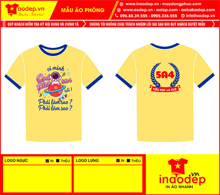 In áo cổ tròn Lớp 5A4 Class Tiểu học La Khê - We are family | In ao phong dong phuc