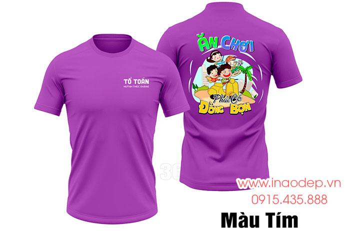 In áo phông màu tím Tổ toán Huỳnh Thúc Kháng - Ăn chơi phải có đồng bọn | In ao phong dong phuc