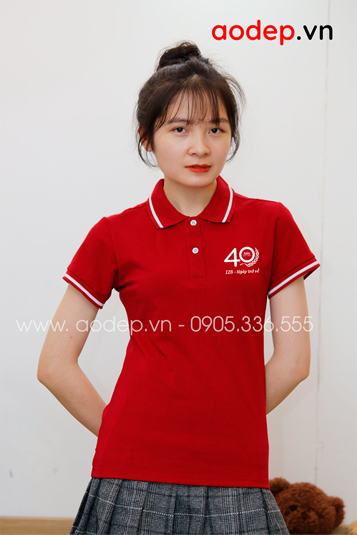 In áo màu đỏ Lớp 12B kỉ niệm 40 năm Ngày ra trường | In ao phong dong phuc