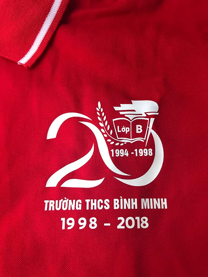 In áo Lớp B trường THCS Bình Minh kỉ niệm 20 năm | In ao phong dong phuc