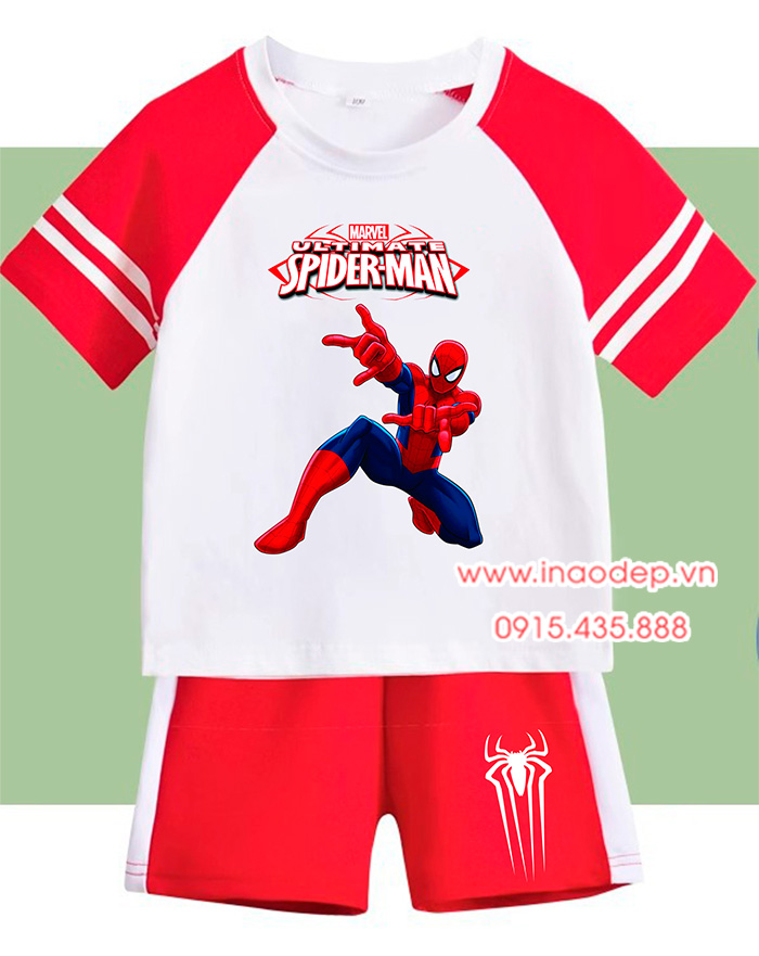 In áo thun trẻ em in chữ hình Spiderman | In ao thun tre em