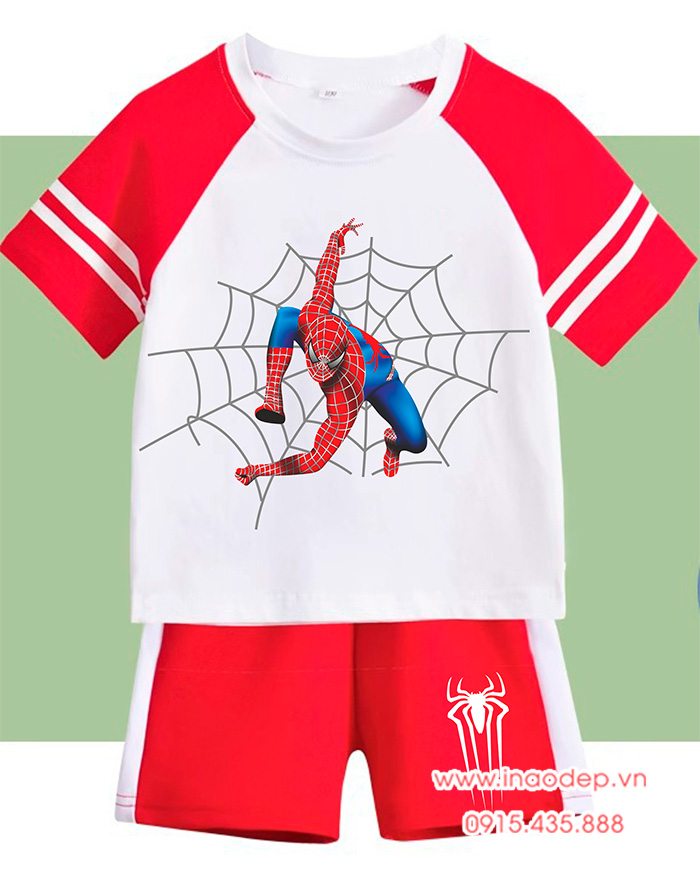 In áo thun trẻ em in chữ hình Spiderman | In ao thun tre em