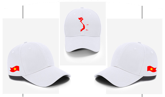 In mũ lưỡi trai In hình cờ đỏ cùng bản đồ Việt Nam | In mu luoi trai dong phuc