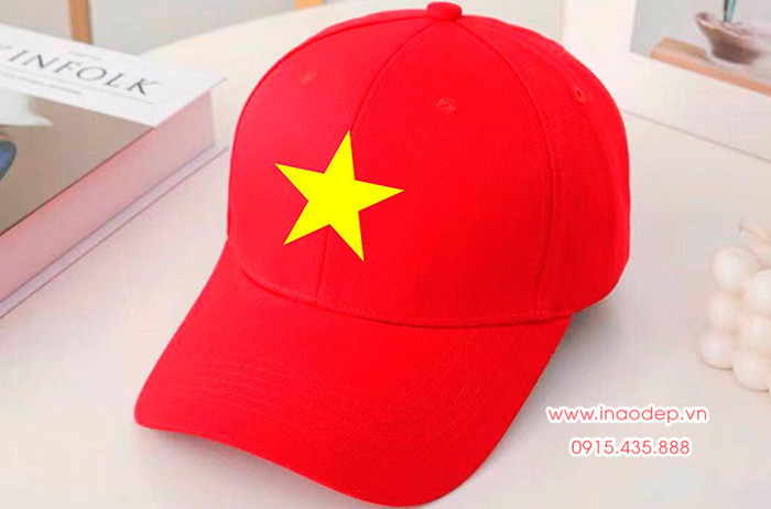 In mũ lưỡi trai In hình cờ đỏ sao vàng | In mu luoi trai dong phuc