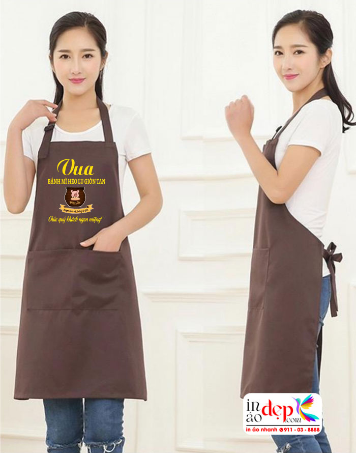 In tạp dề Quán Vua bánh mì heo lu giòn tan | Tap de dong phuc