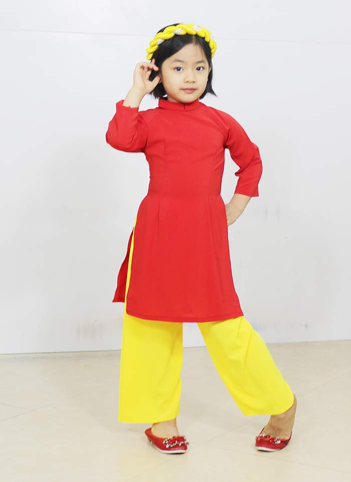 Áo dài trẻ em màu đỏ | Ao dai dong phuc