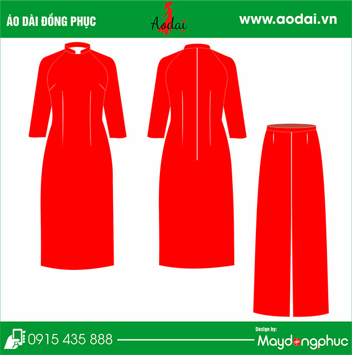 Áo dài đồng phục cách tân màu đỏ | Ao dai dong phuc