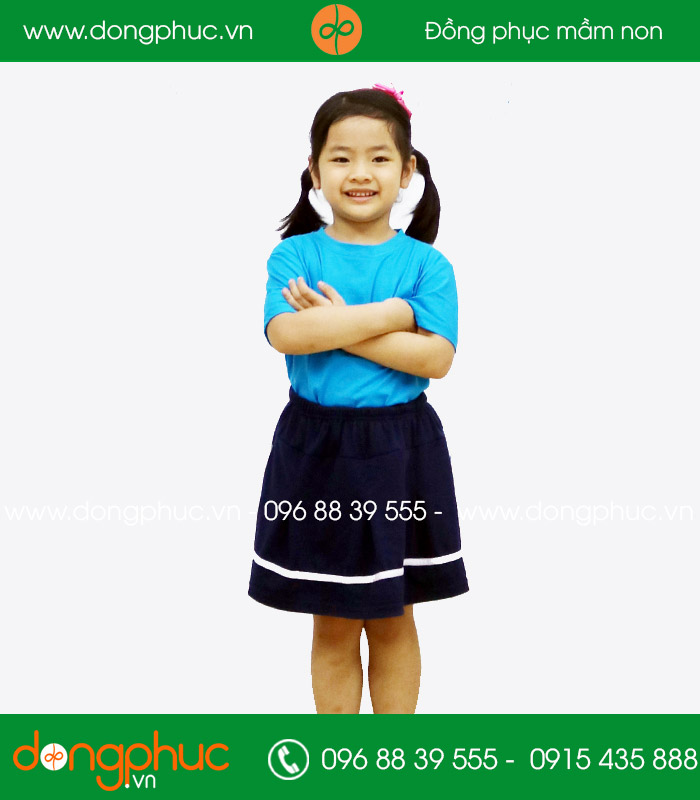 Áo phông trẻ em cổ tròn màu xanh YA | Ao phong tre em