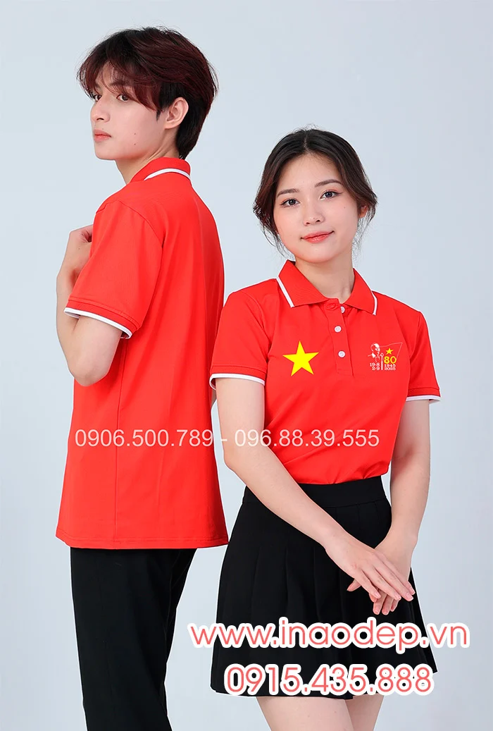 In áo màu đỏ In lá cờ đỏ sao vàng kỉ niệm 80 năm Cách mạng tháng 8 – Quốc Khánh 2-9