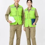 Áo Gile Bảo Hộ Lao Động Màu Xanh Chuối Phản Quang Xám