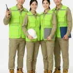 Áo Gile Bảo Hộ Lao Động Màu Xanh Chuối Phản Quang Xám