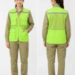 Áo Gile Bảo Hộ Lao Động Màu Xanh Chuối Phản Quang Xám