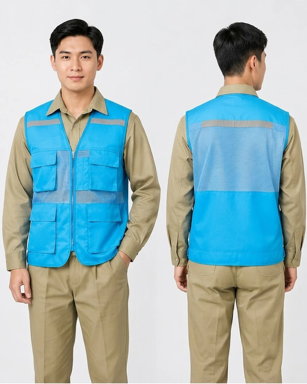 Áo gile bảo hộ lao động màu xanh ngọc lam