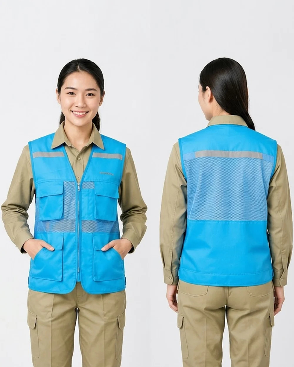 Áo gile bảo hộ lao động màu xanh ngọc lam
