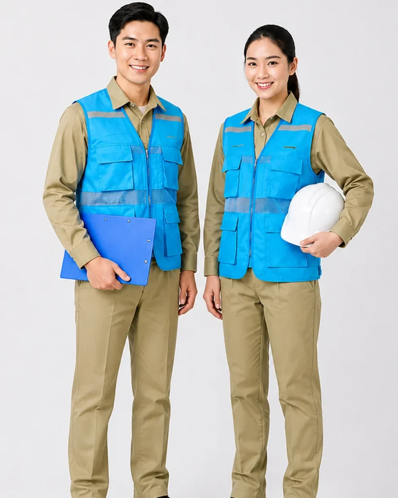 Áo gile bảo hộ lao động màu xanh ngọc lam
