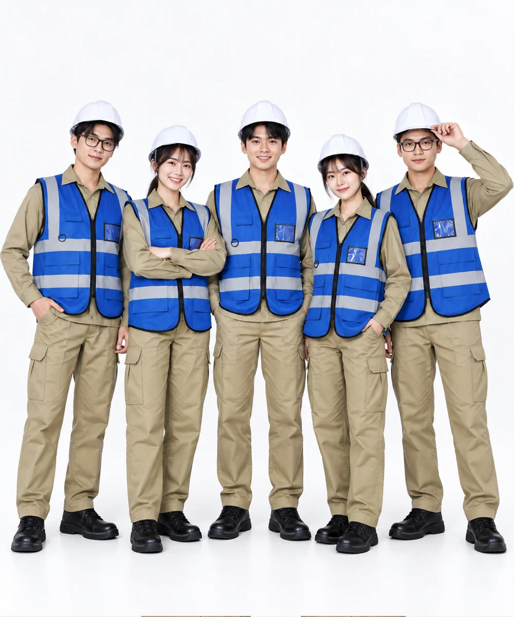 Áo Gile Bảo Hộ Màu Xanh Dương Phản Quang Xám An Toàn