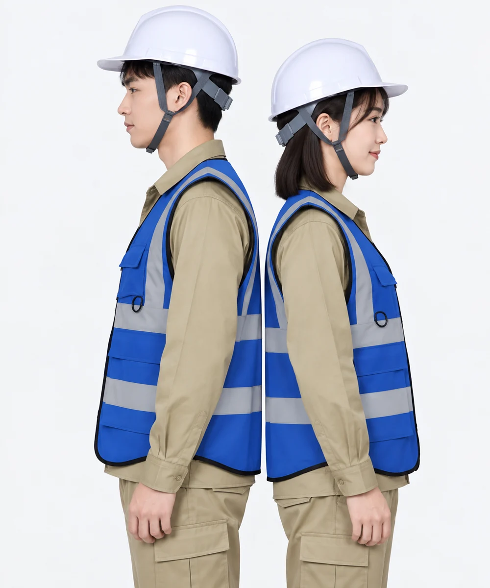 Áo Gile Bảo Hộ Màu Xanh Dương Phản Quang Xám An Toàn