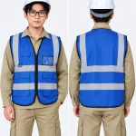 Áo Gile Bảo Hộ Màu Xanh Dương Phản Quang Xám An Toàn