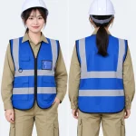 Áo Gile Bảo Hộ Màu Xanh Dương Phản Quang Xám An Toàn