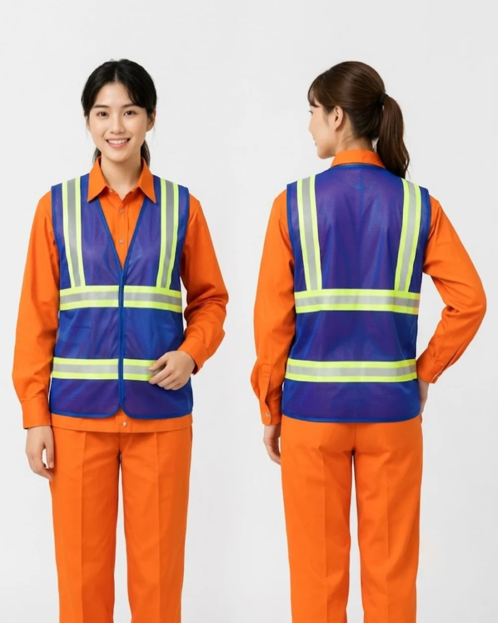 Áo Gile Lưới Bảo Hộ Lao Động Phản Quang Màu Xanh Dương