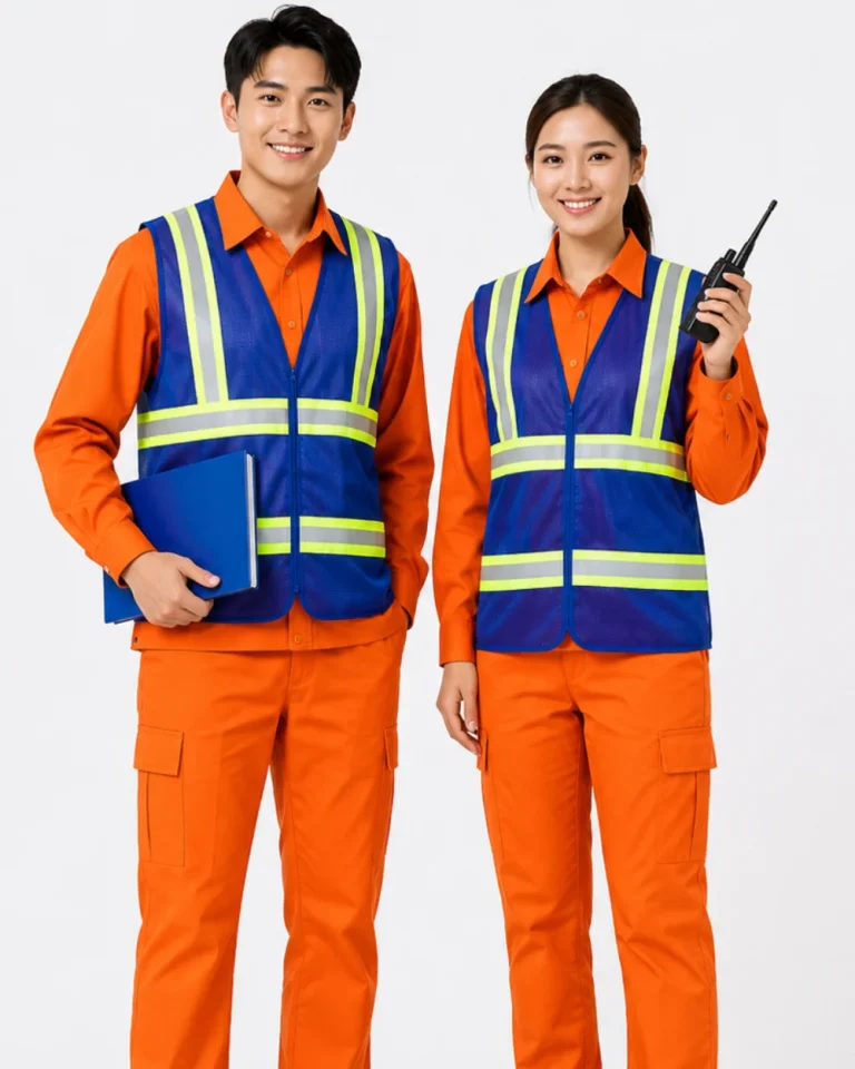 Áo Gile Lưới Bảo Hộ Lao Động Phản Quang Màu Xanh Dương