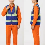 Áo Gile Lưới Bảo Hộ Lao Động Phản Quang Màu Xanh Dương